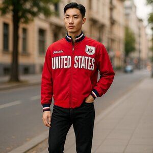 MONDETTA SZ L Men's Vintage United States USA Red Full Zip Track Jacket